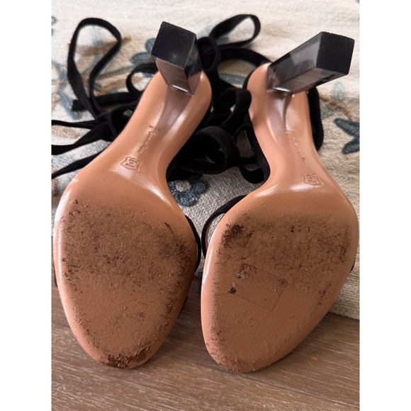 Gianvito Rossi Black Suede Ankle Tie Lucite Block Heel Sandals 38.5 Italy - Picture 8 of 8
